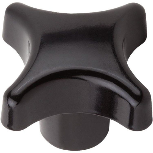 Kipp Palm Grip Knob, DIN 6335, D=10, D1=50, H=34, Style C, Cast Iron, Gray, Black Powder (Qty. 1), K0682.210