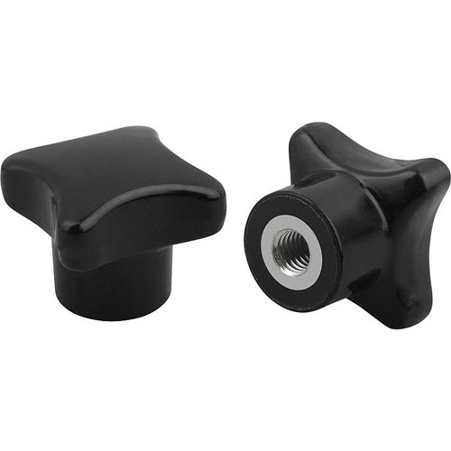 Kipp Palm Grip Knob, Similar to DIn 6335, D=M10, D1=50, H=32, Style K, Black Thermoset,  (10/Pkg.), K0148.210