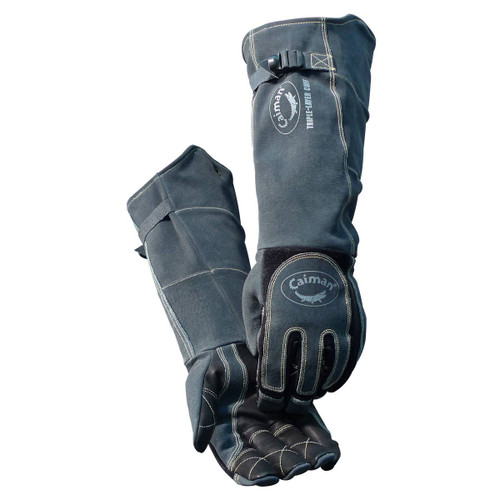 Caiman Premium Sheep Grain MIG/Stick Welder's Glove with Heavy Duty Triple-Layer Cuff, 21" Length, Large, 6 Pairs #1879-5
