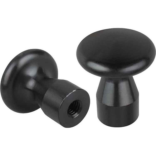 Kipp Flat Knob w/Internal Thread, D=M05, D1=16, Style IG, Black Steel, (10/Pkg.), K0157.05