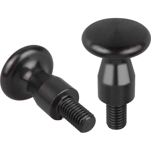 Kipp Flat Knob w/External Thread, D=M06X10, D1=16, Style AG, Black Steel, (10/Pkg.), K0157.06010