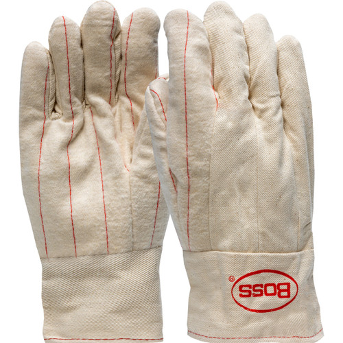 Boss 2-Ply Hot Mill Nap-Out Double Stitched Cuff, Knuckle Strap, Natural, Large, 12 Pairs #1BC42735