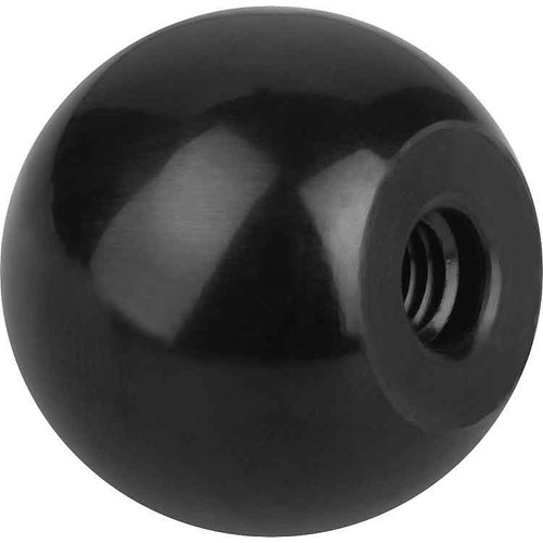 Kipp Ball Knob Enhanced, Style C, D=M12, D1=40, Black Thermoset (10/Pkg.), K0159.14012