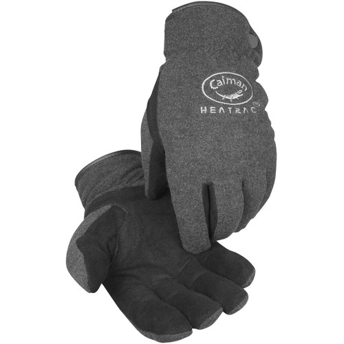 Caiman Deerskin Leather Palm Glove with Fleece Back and Heatrac Insulation, Gray, 3X-Small, 6 Pairs #2396-0