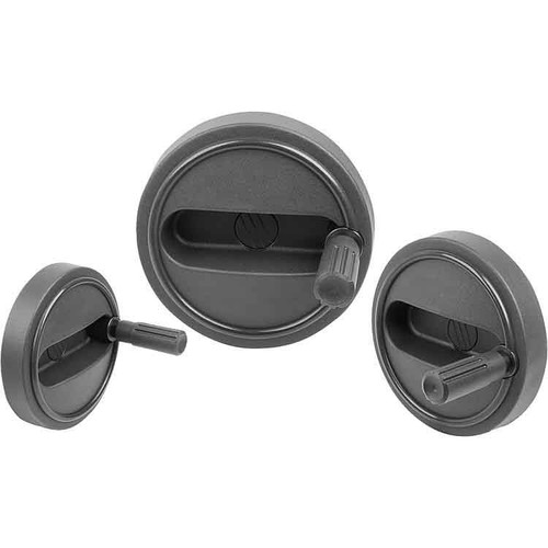 Kipp Handwheels w/Revolving Handles, Size 4 , Reamed & Transverse Bore, Style A, Thermoplastic, D1=160 mm, D2=14H7, D7=M06, (Qty. 1), K0257.4160146 Kipp Handwheels w/Revolving Handles, Size 4 , Reamed & Transverse Bore, Style A, Thermoplastic, D1=160 mm, D2=14H7, D7=M06, (Qty. 1), K0257.4160146
