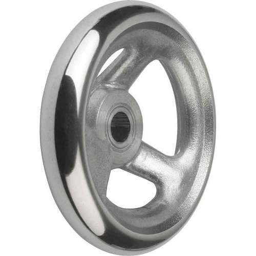 Kipp Handwheels w/o Machine Handle, Reamed Hole, w/Slot, Polished Grey Cast Iron, D1=100 mm, D2=10H7, B3=3, T=11.4 (Qty. 1), K0160.1100X10