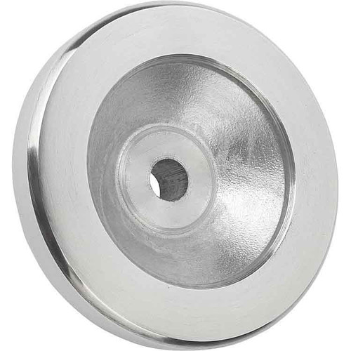 Kipp Handwheel Disc-No Handle, Reamed Hole, w/Slot, Polished Aluminum, D1=80 mm, D2=10H7, B3=3, T=11.4 (Qty. 1), K0161.1080X10