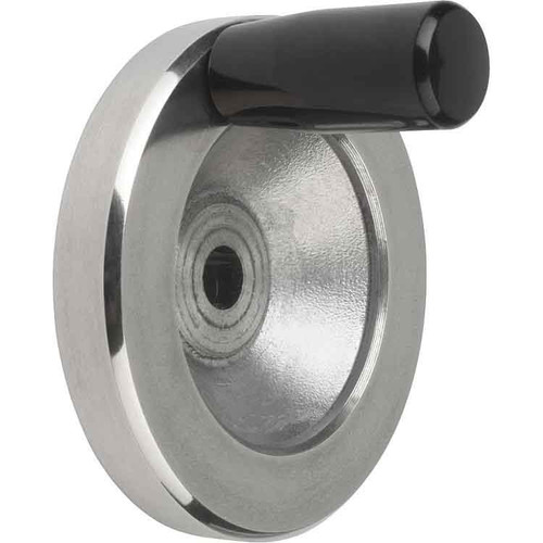 Kipp Handwheel Disc w/Fixed Handle, Reamed Hole, w/Slot, Polished Aluminum, D1=140 mm, D2=14H7, B3=5, T=16.3 (Qty. 1), K0161.3140X14