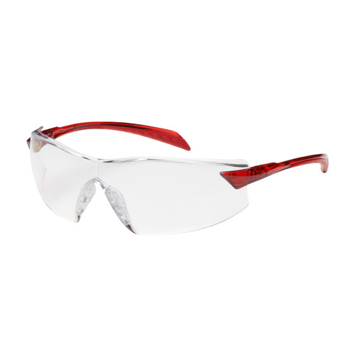 Radar Rimless Safety Glasses with Red Temple, Clear Lens and Anti-Scratch / Anti-Fog Coating, Red, One Size, 12 Pairs #250-45-1020
