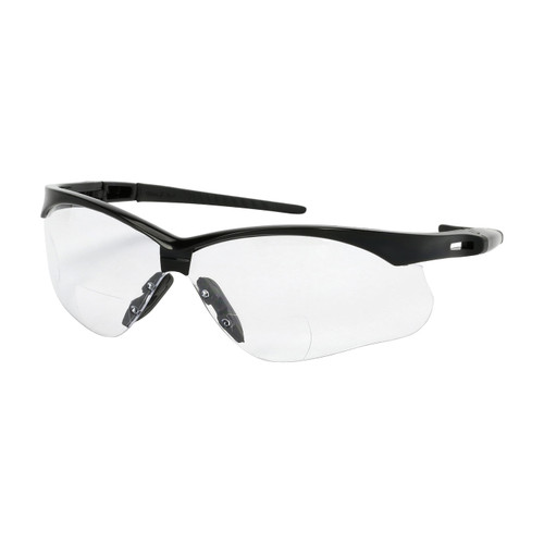 Anser Semi-Rimless Safety Readers with Black Frame, Clear Lens and Anti-Scratch / Anti-Fog Coating, +1.50 Diopter, Black, One Size, 6 Pairs #250-AN-11115