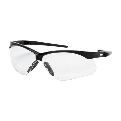 Anser Semi-Rimless Safety Readers with Black Frame, Clear Lens and Anti-Scratch / Anti-Fog Coating, +2.00 Diopter, Black, One Size, 6 Pairs #250-AN-11120