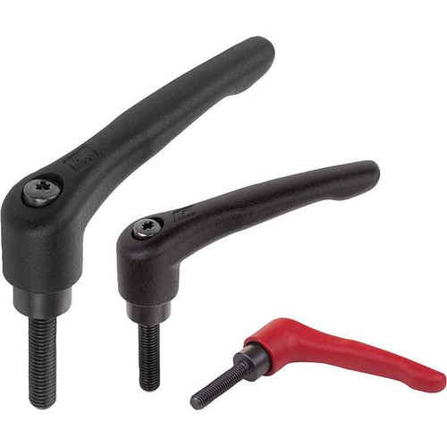 Kipp Adjustable Handles, Size 2, M08X50, External Thread, Steel, Powder Coat, Black, (1/Pkg.), K0752.2081X50