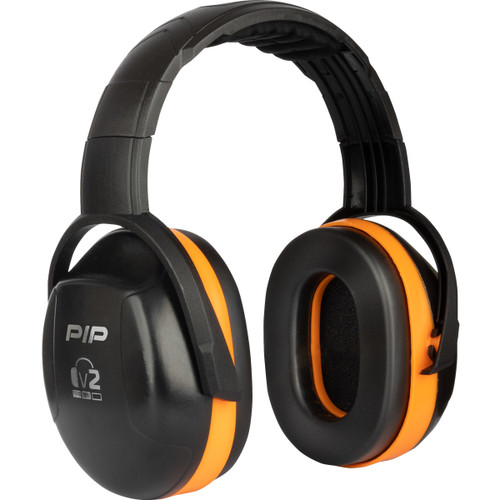 v2™ V2 Passive Ear Muff with Adjustable Headband, NRR 25, Neon Orange, One Size, 1 Pair #263-V2HB