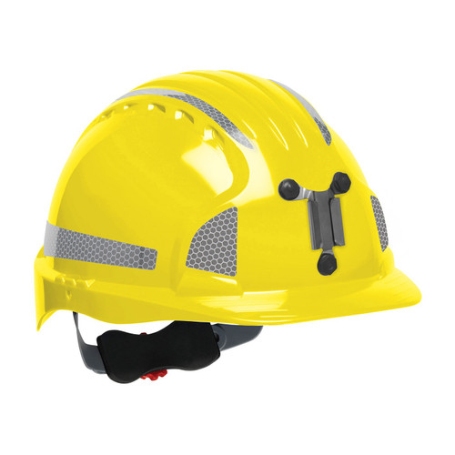 Evolution Deluxe 6151 Standard Brim Mining Hard Hat with HDPE Shell, 6-Point Polyester Suspension, Wheel Ratchet Adjustment and CR2 Reflective Kit, Yellow, One Size, 1 EA #2850-EV6151MCR2-20 Evolution Deluxe 6151 Standard Brim Mining Hard Hat with HDPE Shell, 6-Point Polyester Suspension, Wheel Ratchet Adjustment and CR2 Reflective Kit, Yellow, One Size, 1 EA #2850-EV6151MCR2-20