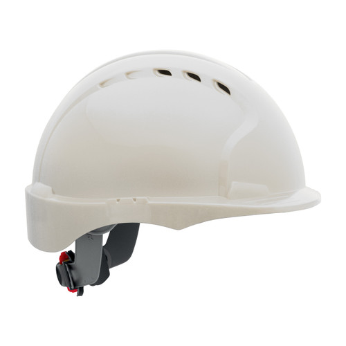 Evolution Deluxe 6151 Short Brim Hard Hat with HDPE Shell, 6-Point Polyester Suspension and Wheel Ratchet Adjustment, Vented, White, One Size, 1 EA #280-EV6151SV-10