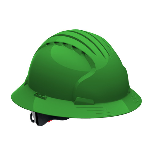 Evolution Deluxe 6161 Full Brim Hard Hat with HDPE Shell, 6-Point Polyester Suspension and Wheel Ratchet Adjustment, Green, One Size, 1 EA #280-EV6161-30