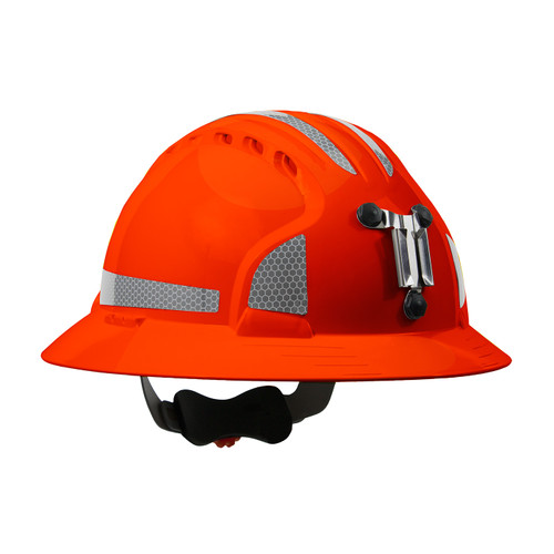Evolution Deluxe 6161 Full Brim Mining Hard Hat with HDPE Shell, 6-Point Polyester Suspension, Wheel Ratchet Adjustment and CR2 Reflective Kit, Neon Orange, One Size, 1 EA #280-EV6161MCR2-OR