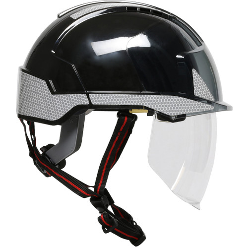 EVO Vista Ascend Type I Industrial Safety Helmet with Fully Adjustable 4-Point Chinstrap, Lightweight ABS Shell, Integrated Faceshield, 6-Point Polyester Suspension and Wheel Ratchet Adjustment, Black, One Size, 1 EA #280-EVSV-CH-11SR