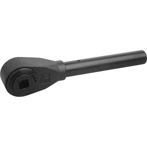 Kipp Ratchet Levers w/Square Socket, Free-Cutting, Size 5, A=400 mm, 0°,  Carbon Steel, Black Oxidized, (Qty. 1), K0128.530