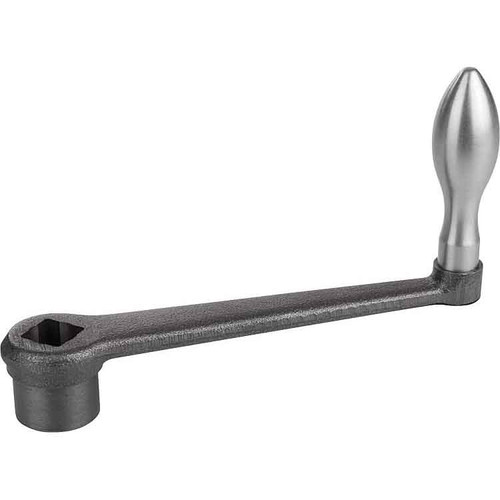 Kipp Crank Handle, Straight, Square Socket, SW=22+0.3, A=200 mm, Style F, Cast Iron, Black, (Qty. 1), K0685.120X22