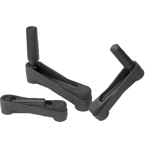 Kipp Crank Handle w/Foldaway Handle, Reamed Hole w/Slot, w/Keyway, w/o Transverse Hole, Thermoplastic, D2=10, A=100 mm, Style D, Black, (Qty. 1), K0266.121003