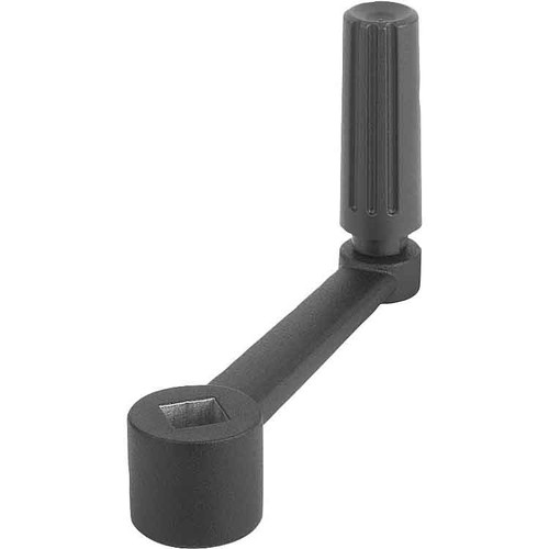 Kipp Crank Handle, Similar to DIN 469, Revolving Grip, Square Socket w/o Transverse Hole, Thermoplastic, Steel, SW=17, Black, (Qty. 1), K0996.4417