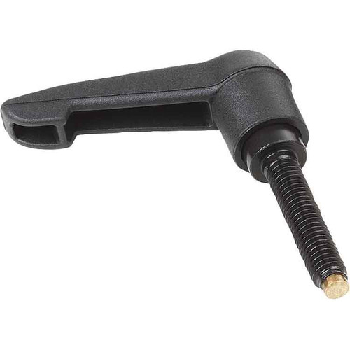 Kipp Adjustable Handles w/Thrust Pad, Style A, Size 2, M08X60, Thrust Pin, Brass, Plastic Black  (Qty. 1), K0780.12081X60