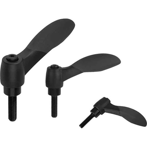 Kipp Adjustable Handle Dual Componet, 2K Soft Touch w/External Threads, Fiberglass Reinforced Plastic, Size 1, M05X15, Black  (10/Pkg.), K0125.1050X15