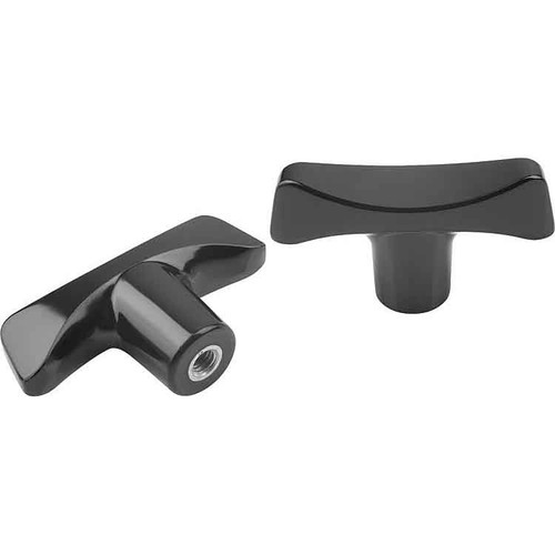 Kipp T-Grips, w/Internal Thread, Style K, D=M12, A=90, B=28, H=49.6, Thermoplastic, High Polish Finish Black, (10/Pkg), K0181.19012 Kipp T-Grips, w/Internal Thread, Style K, D=M12, A=90, B=28, H=49.6, Thermoplastic, High Polish Finish Black, (10/Pkg), K0181.19012