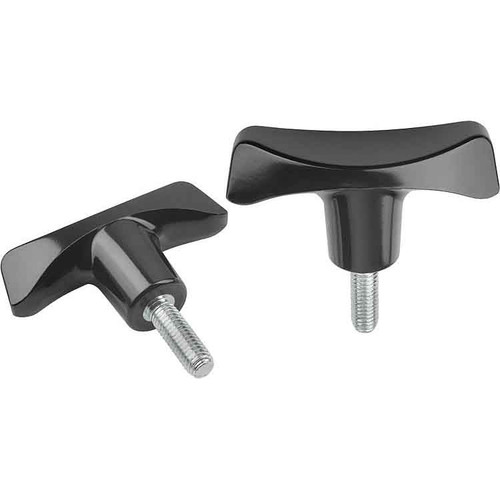 Kipp T-Grips, w/External Thread, Style L, D=M10X30, A=90, B=28, H=49.6, Thermoplastic, High Polish Finish Black, (10/Pkg), K0181.29010X30 Kipp T-Grips, w/External Thread, Style L, D=M10X30, A=90, B=28, H=49.6, Thermoplastic, High Polish Finish Black, (10/Pkg), K0181.29010X30