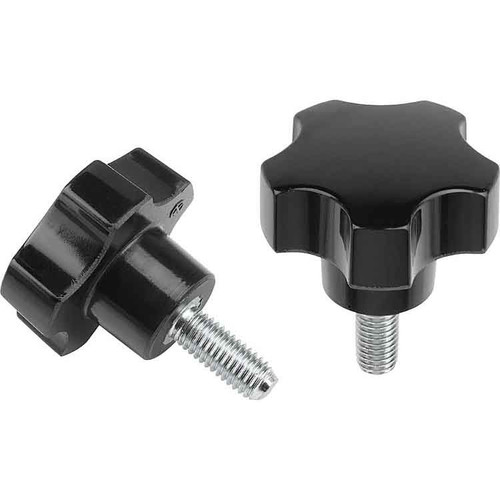 Kipp Five Lobe Grips w/External Threads, D=M08X24, D1=40, H=28, Style L, Thermoset, Steel, (10/Pkg), K0185.4008X24 Kipp Five Lobe Grips w/External Threads, D=M08X24, D1=40, H=28, Style L, Thermoset, Steel, (10/Pkg), K0185.4008X24