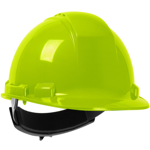 Whistler Cap Style HDPE Shell, 4-Point Textile Suspension and Wheel Ratchet Adjustment, Vented, Hi-Vis Yellow, One Size, 1 EA #280-HP241RV-44
