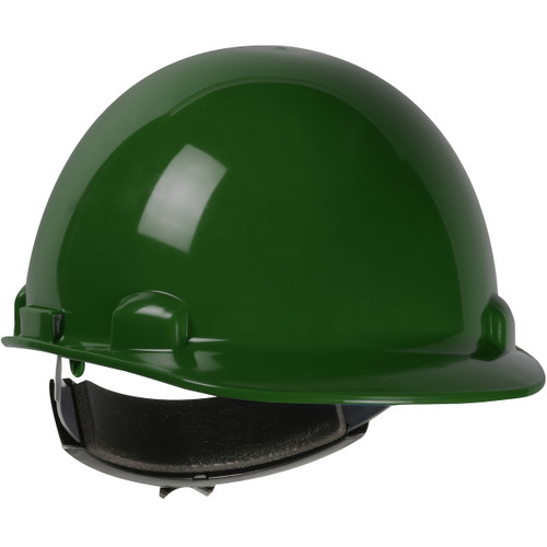 Dom Cap Style Smooth Dome Hard Hat with HDPE Shell, 4-Point Textile Suspension and Wheel Ratchet Adjustment, Dark Green, One Size, 1 EA #280-HP341R-04