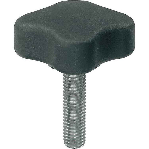 Kipp Palm Grip Flat Four Lobe Grips w/External Threads, D=M10X30, D1=76.2, H=33.3, Style L, Thermoplastic, Steel, (10/Pkg), K0278.7610X30 Kipp Palm Grip Flat Four Lobe Grips w/External Threads, D=M10X30, D1=76.2, H=33.3, Style L, Thermoplastic, Steel, (10/Pkg), K0278.7610X30