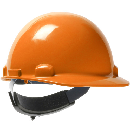 Dom Cap Style Smooth Dome Hard Hat with HDPE Shell, 4-Point Textile Suspension and Swing Wheel Ratchet Adjustment, Orange, One Size, 1 EA #280-HP341SR-03