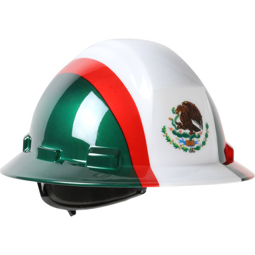 Kilimanjaro Full Brim Hard Hat with HDPE Shell, 4-Point Textile Suspension, Graphic Wrap and Wheel Ratchet Adjustment, White, One Size, 1 EA #280-HP641R-MEX
