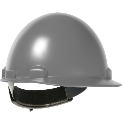 Stromboli Cap Style Smooth Dome Hard Hat with ABS/Polycarbonate Shell, 4-Point Textile Suspension and Wheel Ratchet Adjustment, Gray, One Size, 1 EA #280-HP841R-09