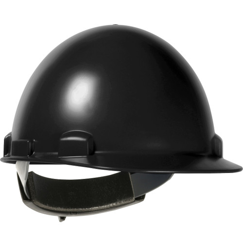 Stromboli Cap Style Smooth Dome Hard Hat with ABS/Polycarbonate Shell, 4-Point Textile Suspension and Swing Wheel Ratchet Adjustment, Black, One Size, 1 EA #280-HP841SR-11