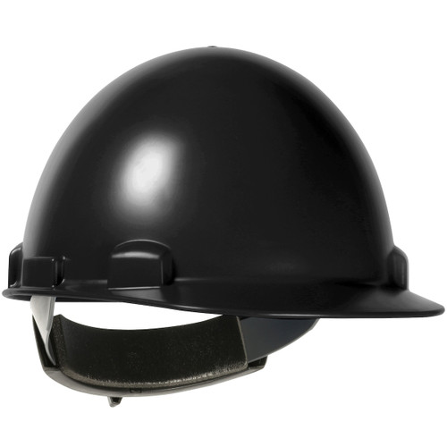 Stromboli Cap Style Smooth Dome Hard Hat with ABS/Polycarbonate Shell, 4-Point Textile Suspension and Wheel Ratchet Adjustment, Black, One Size, 1 EA #280-HP842R-11