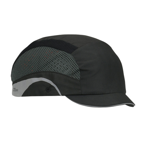 HardCap Aerolite Lightweight Baseball Style Bump Cap with HDPE Protective Liner and Adjustable Back, Micro 1" Brim, Black, One Size, 1 EA #282-AEM130-11