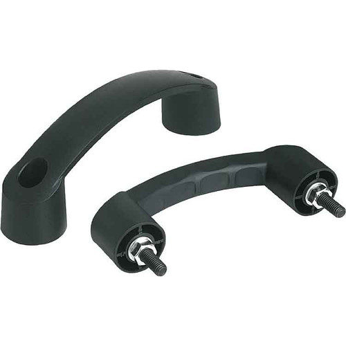 Kipp Arch Pull Handle, w/Cover Cap, Style B, L=153 mm, A=120 mm, D=9 mm, Thermoplastic, Black, (Qty. 1), K0192.212008