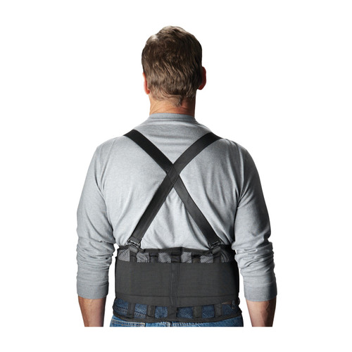 PIP Mesh Back Support Belt, 5 Back Stays, 9" Wide Belt, Black, X-Large (44" - 48"), 1 EA #290-440XL