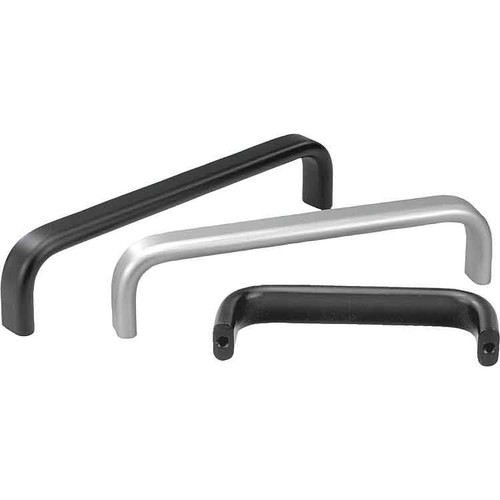 Kipp Pull Handle, A=120 mm, L=130 mm, D=M05, H=45, Aluminum, Black Matt & Anodised (1/Pkg), K0205.12001