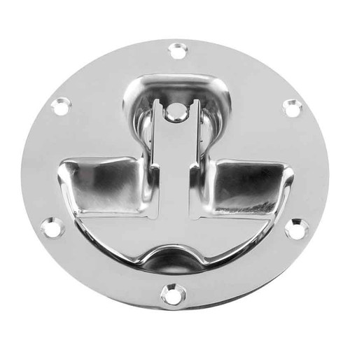 Kipp Recessed Handle, Fold-Down, Screw-On, Style A, Round, L1=120 mm, H=120 mm, Stainless,  (Qty. 1), K0243.1120000