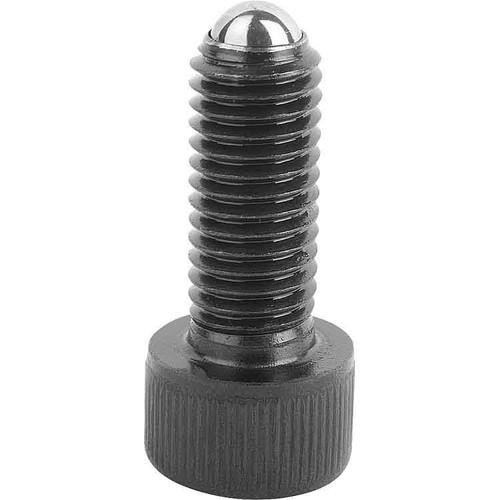 Kipp Ball End Thrust Screw w/Head, Style A, w/Full Ball, D=M04, L=19.9 mm, Carbon Steel, (10/Pkg), K0380.10420