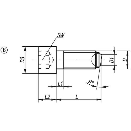 Kipp Ball End Thrust Screw w/Head, Style B, Flattened Ball, D=M04, L=11.7 mm, Carbon Steel, (10/Pkg), K0380.20410