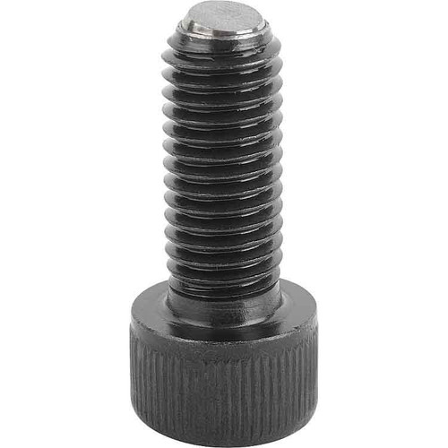 Kipp Ball End Thrust Screw w/Head, Style B, Flattened Ball, D=M12, L=30 mm, Carbon Steel, (Qty. 1), K0380.21230