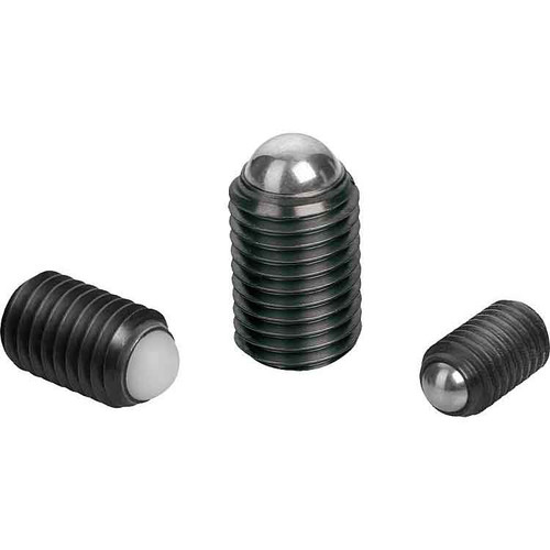 Kipp Ball End Thrust Screw w/o Head, w/Full Ball, Style A, D=M06, L=80.8 mm, Carbon Steel, (10/Pkg), K0383.10680