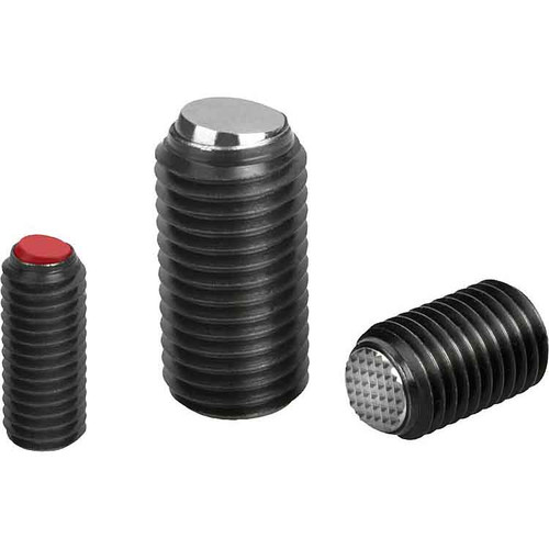 Kipp Ball End Thrust Screw w/o Head, w/Flattened Ball, Style B, D=M10, L=20.3 mm, Carbon Steel, (10/Pkg), K0383.21020