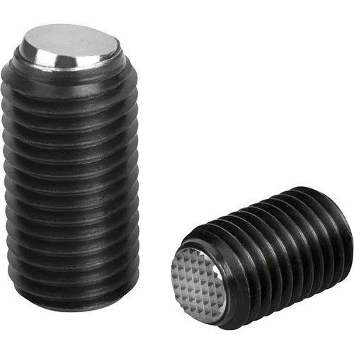 Kipp Ball End Thrust Screw w/o Head, w/Flattened Ball and Rotation Lock, Style FV, D=M10, L=25.3 mm, High-Carbon Steel, (Qty. 1), K0383.61025 Kipp Ball End Thrust Screw w/o Head, w/Flattened Ball and Rotation Lock, Style FV, D=M10, L=25.3 mm, High-Carbon Steel, (Qty. 1), K0383.61025